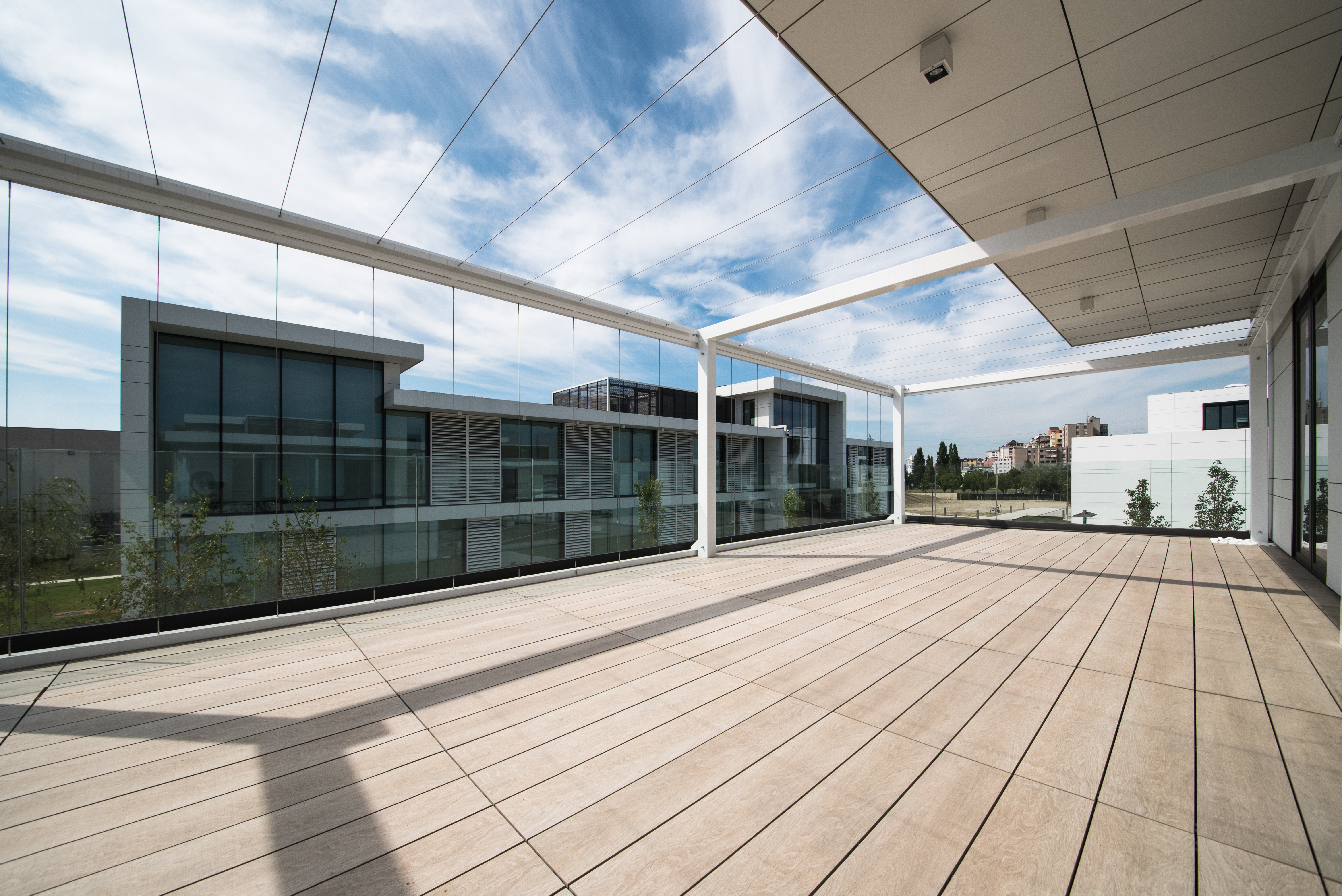 High-quality outdoor tiles on a modern roof terrace.