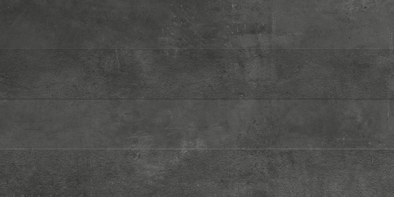 Dark grey concrete-look porcelain tile.