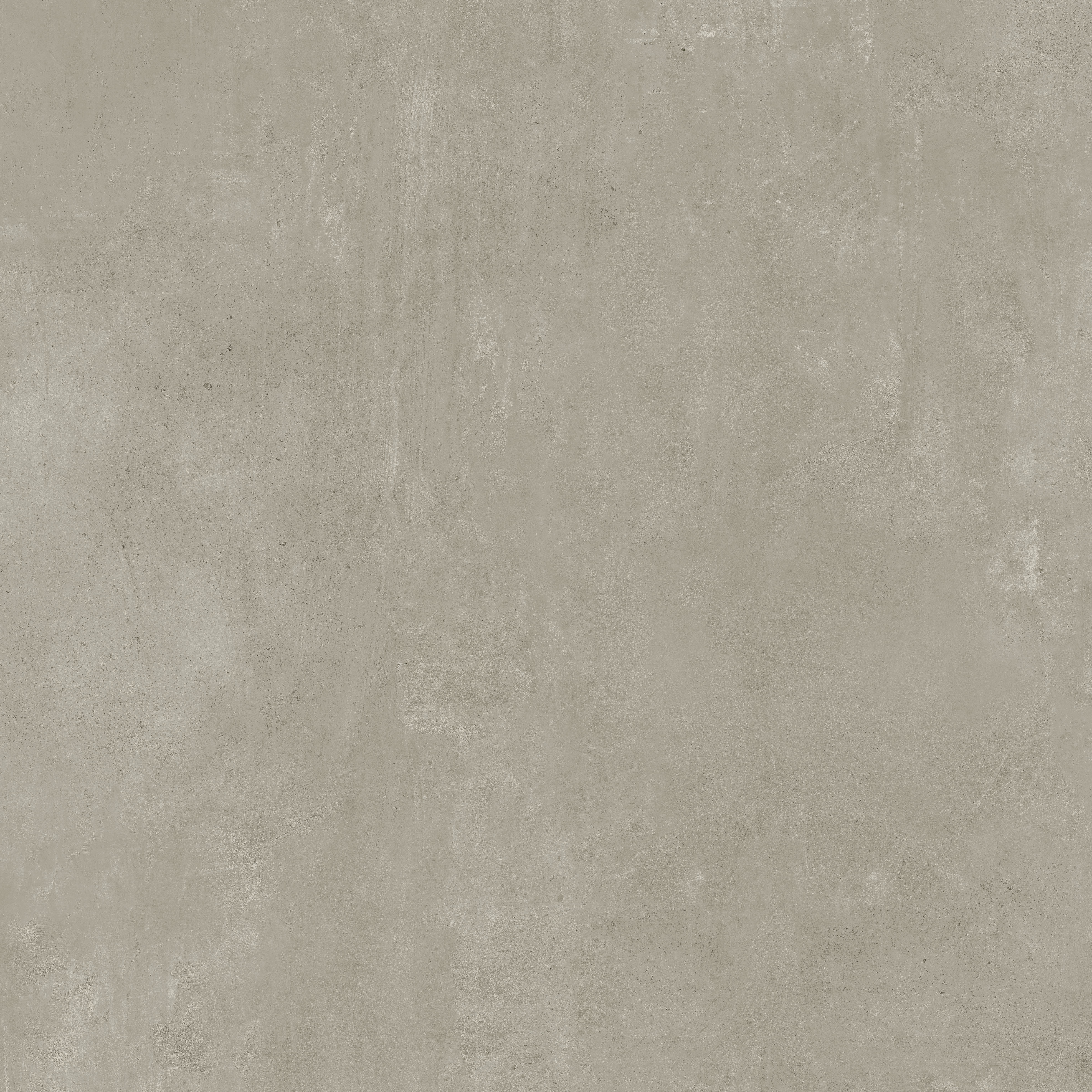 : Light grey concrete-effect porcelain tile.