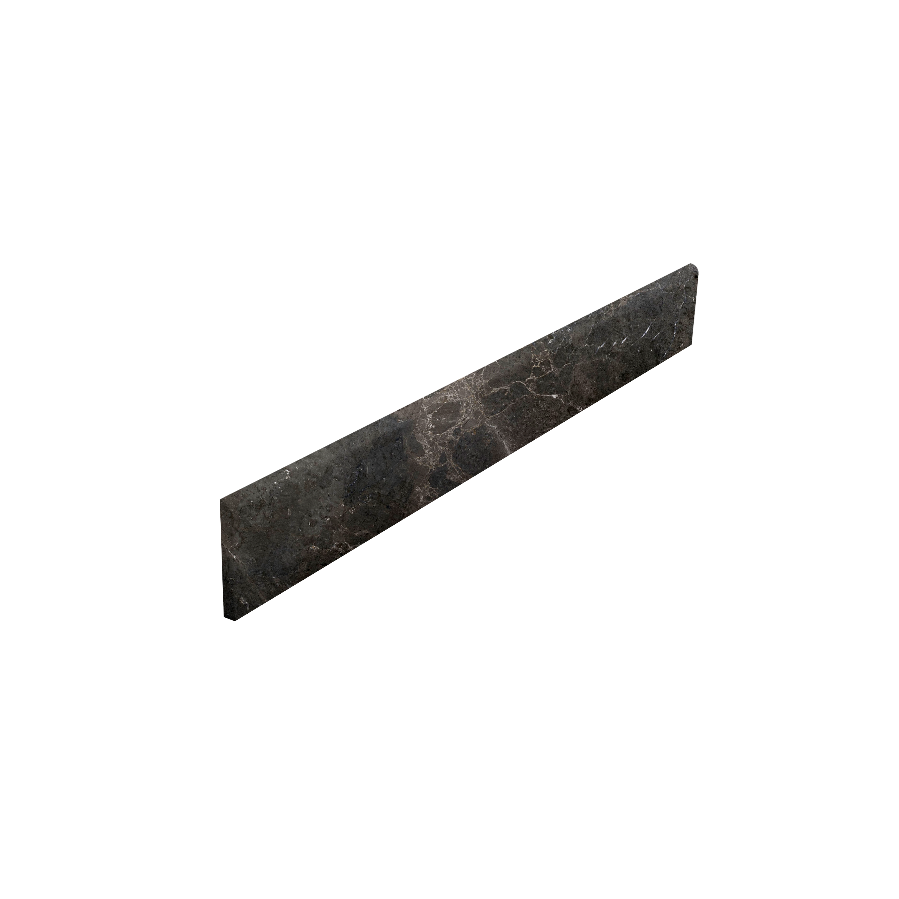 Dark skirting tile with elegant marbling by Porcelaingres.