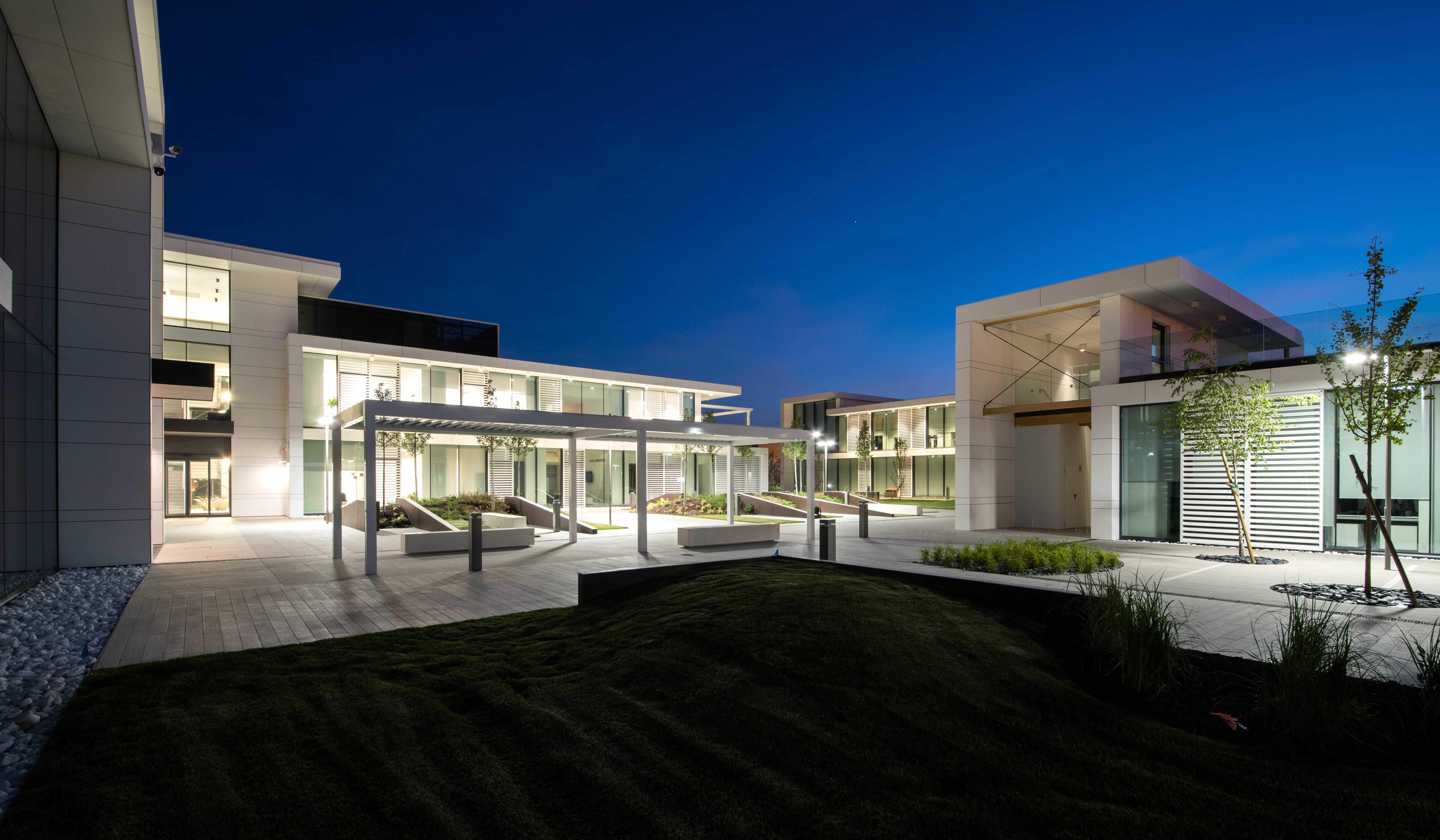 Exclusive outdoor area with modern floor tiles and elegant lighting.