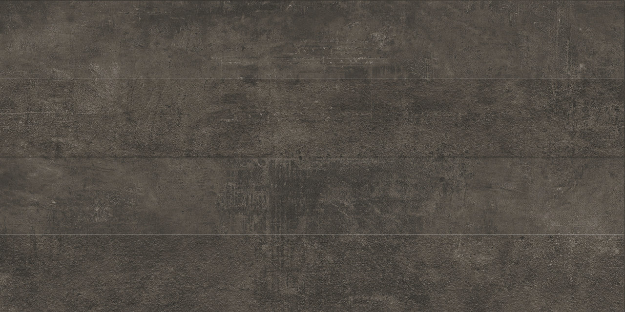 Dark grey concrete-look tile for indoor and outdoor use.