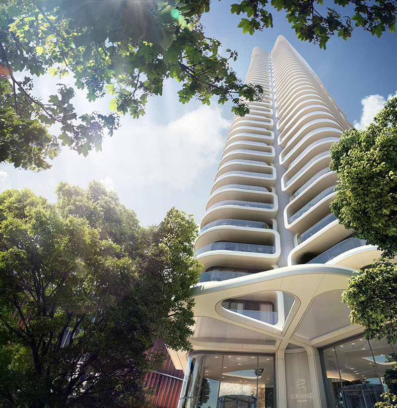 Modern high-rise with curved balconies – ideal for our high-quality tiles.