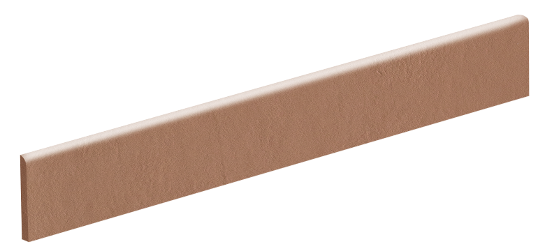 Matt terracotta brown skirting tile.