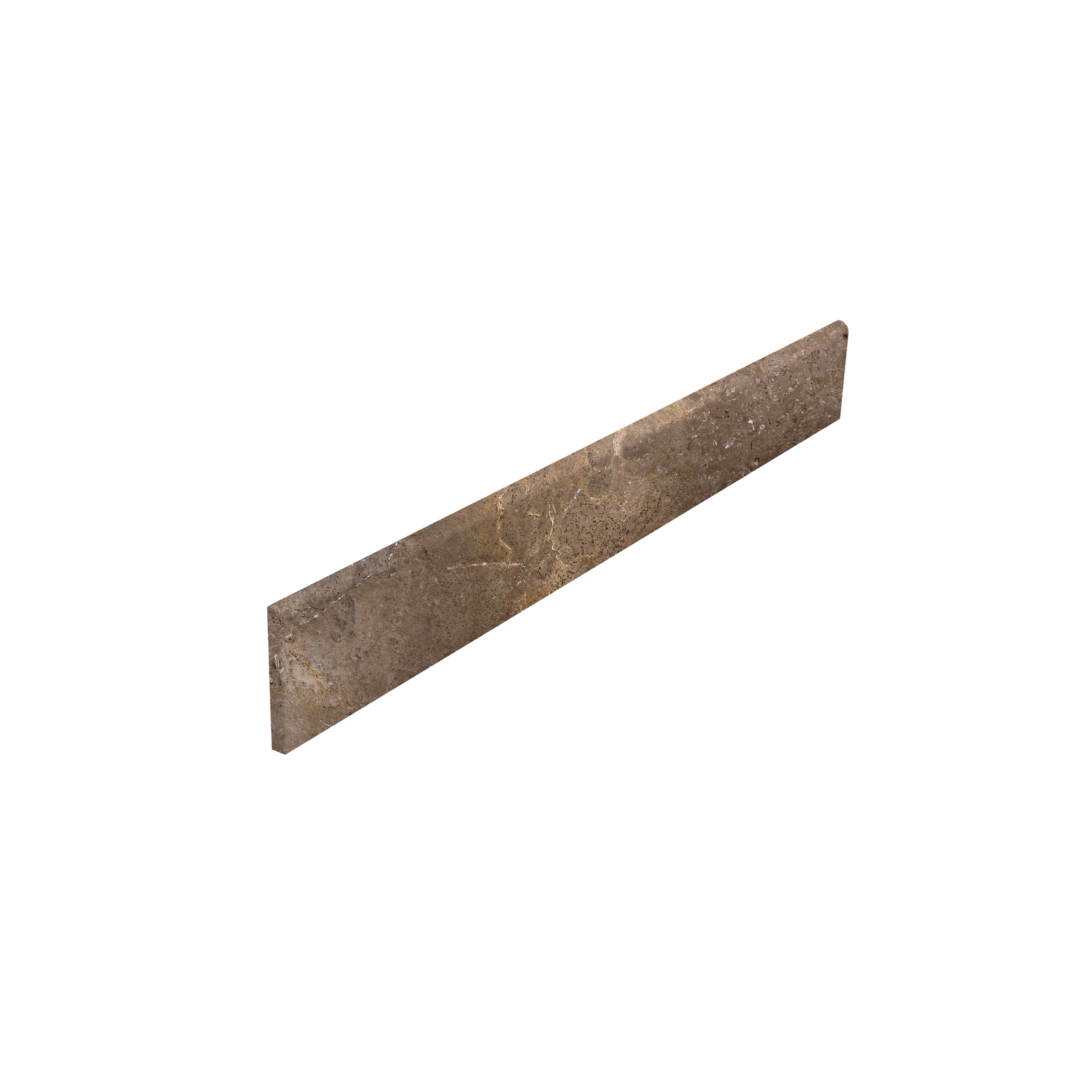 Brown stone-effect skirting tile.